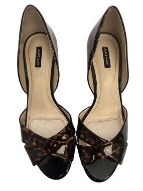 Alex Marie Brown Black Tortoiseshell Patent Peep Toe Heels Size 10 Classic Party